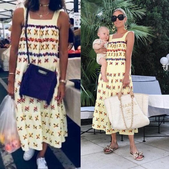 All Things MOCHI Remi Rainbow Embroidered Midi Dress 100% Linen Sleeveless XS - Picture 7 of 15